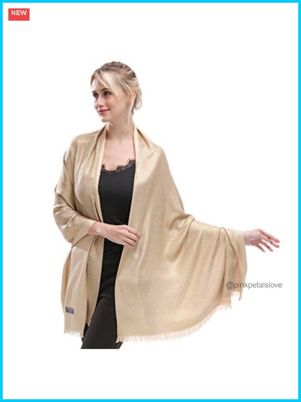 Women's Sparkling Metallic Soft Pashmina Shawl Wrap 180cm Polyester